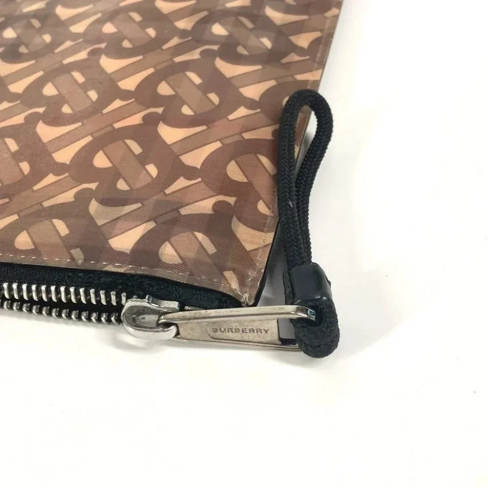 BURBERRY Logo Check TB pouch bag with strap Clutch bag Nylon Beige/Black - Picture 8 of 15